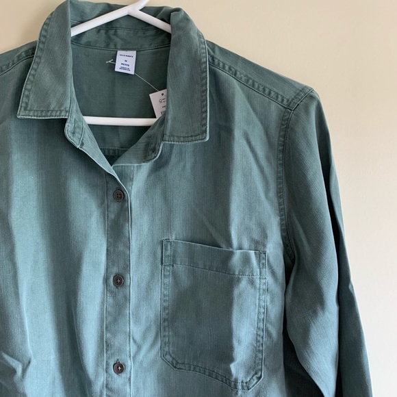 Old Navy women green/gray tencel button down shirt - Picture 2 of 3